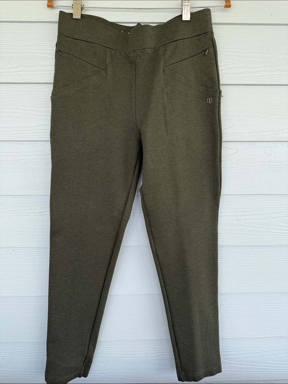 Betabrand Olive Straight-Leg Ponte Pants